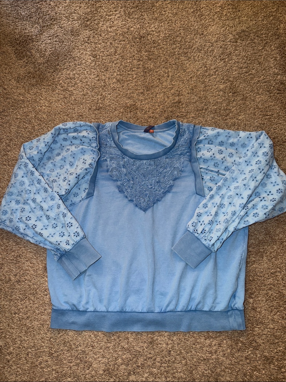 Pilcro x Anthropologie Washed Eyelet Sweatshirt size XL